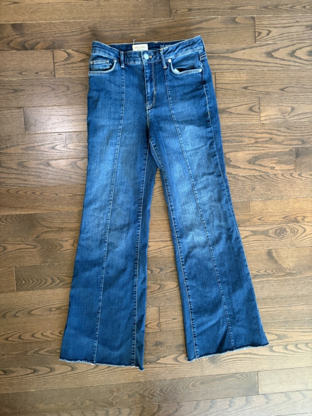 Anthropologie Pilcro Dark Blue High-Rise Wide-Leg Jeans with Center Seams